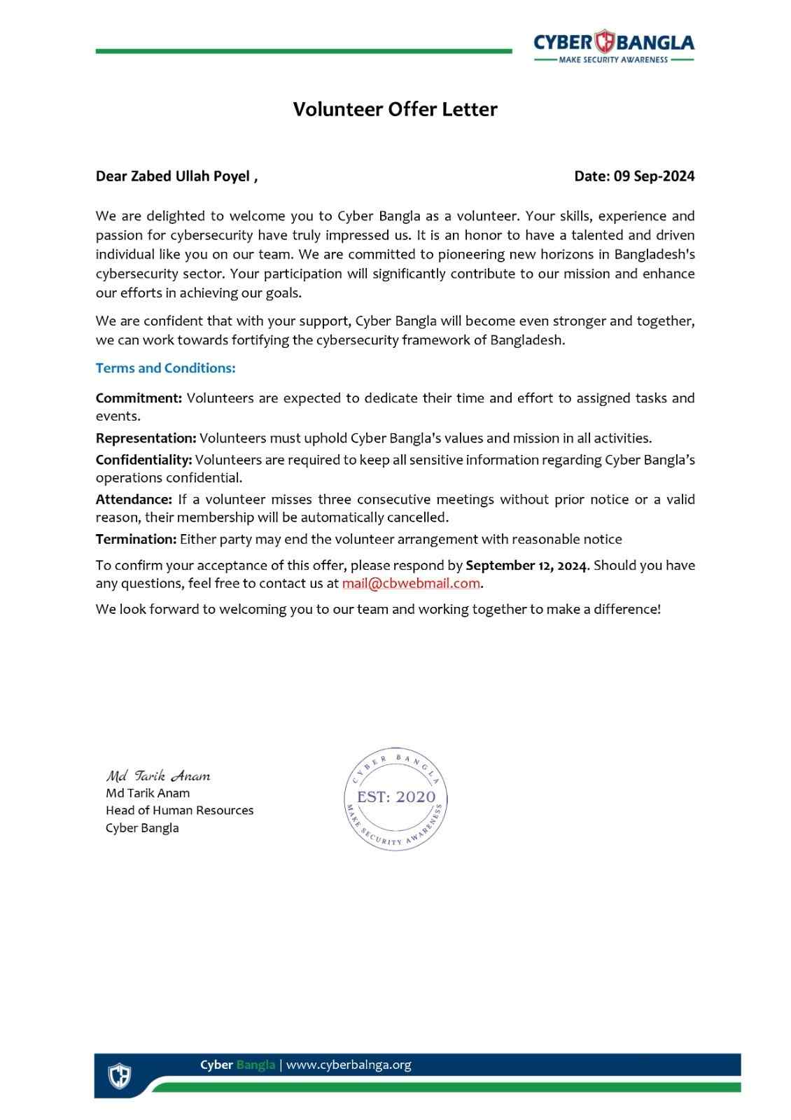 Volunteer: Cyber Bangla